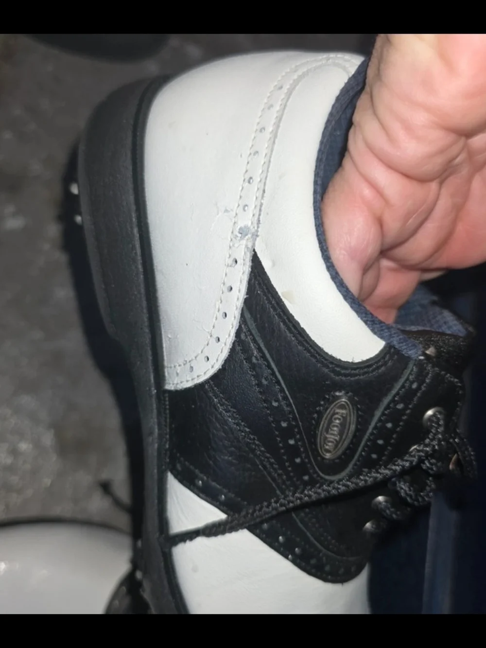Mens FootJoy Golf Shoes - Size 8 - GUC - Spikes - Athletic White Black